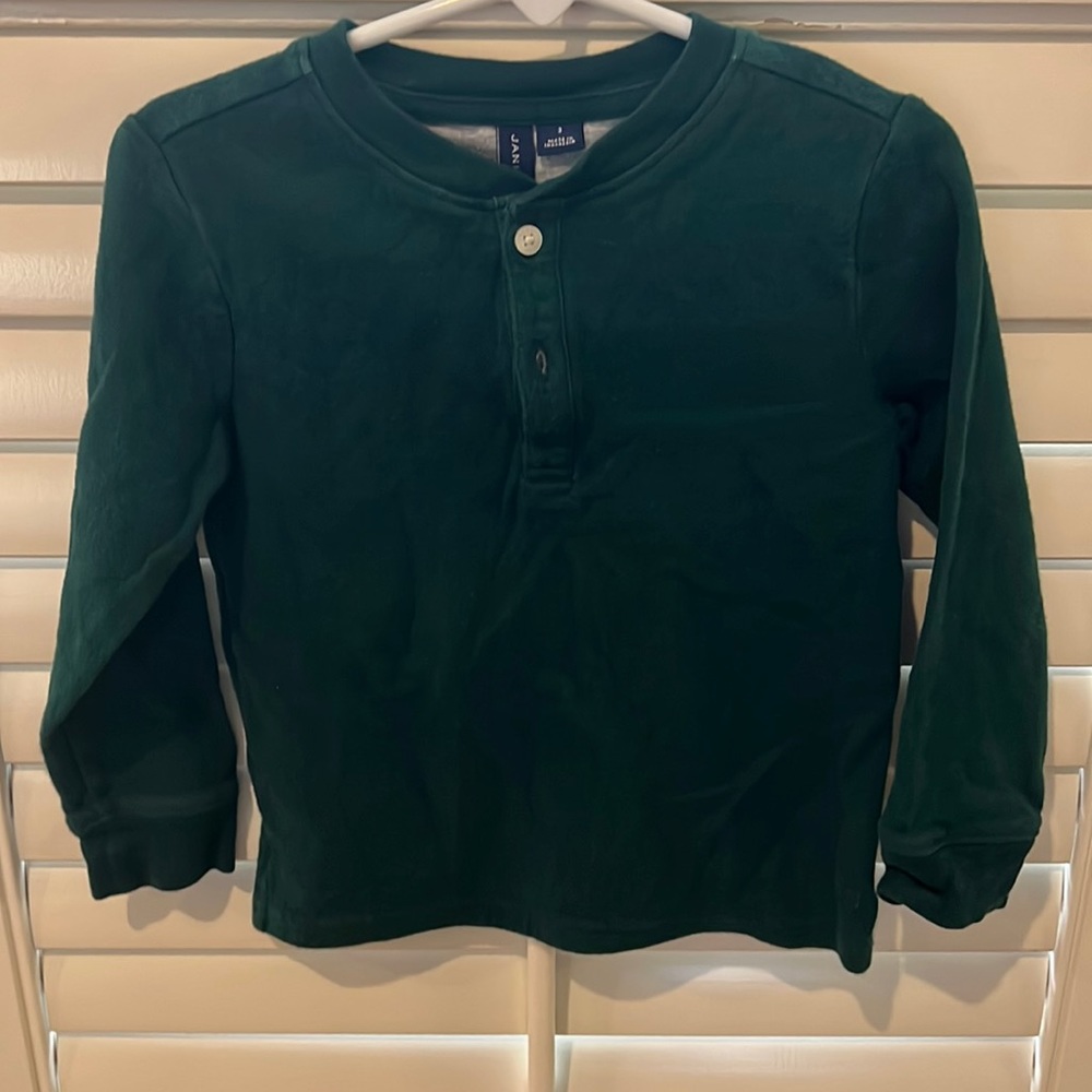 Janie and Jack two button shirt. Sz 3. Hunter green EUC